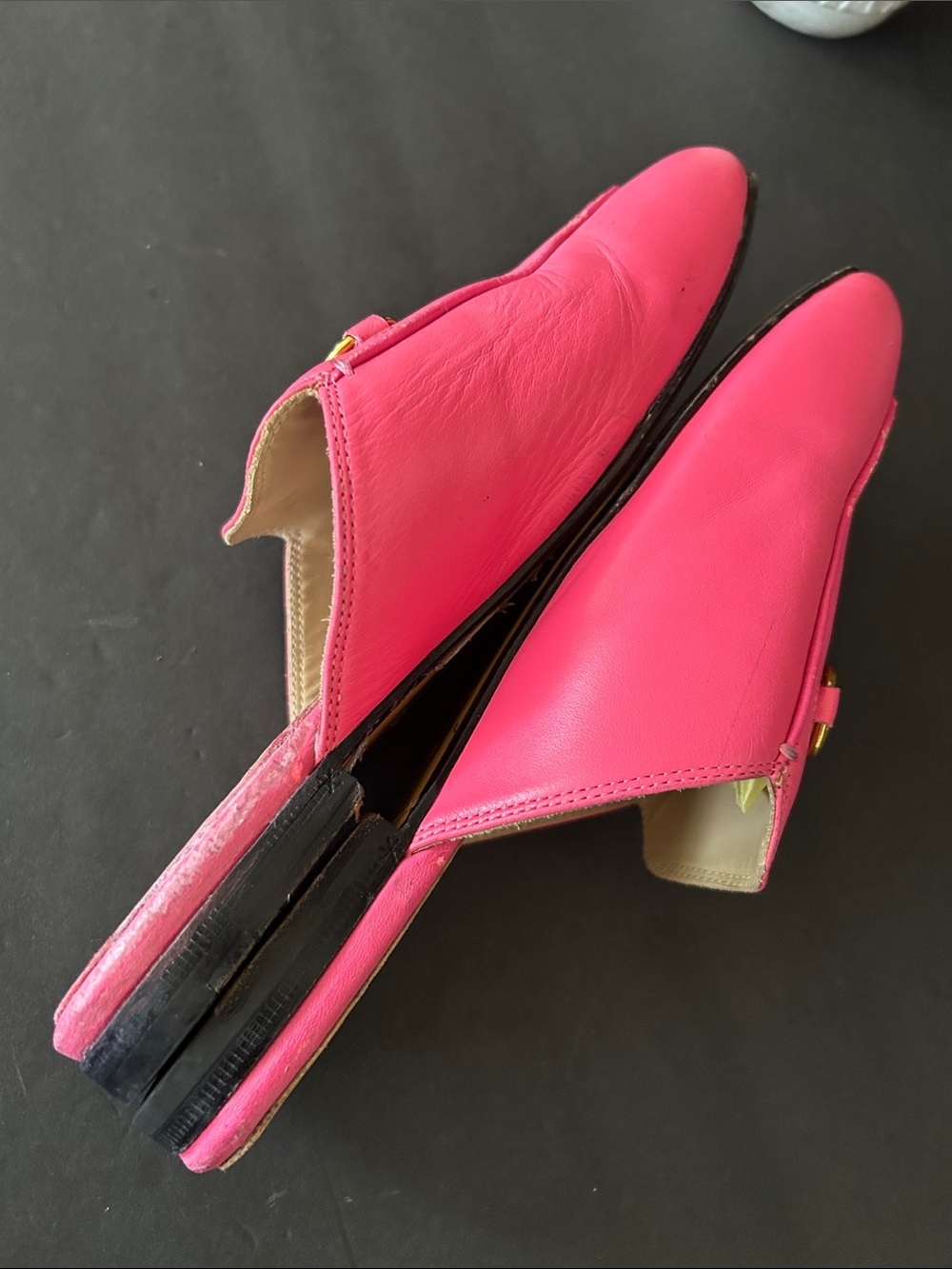 Pink Women's Slip-On Loafers with Gold Bit Hardware - Picture 9 of 17